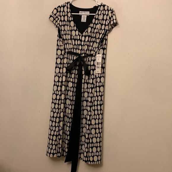 Jessica Howard black white tie waist dress Size 12 Tall NWT - Picture 2 of 8